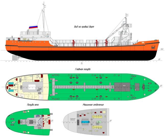 Переоборудование бункеровщика пр.585 в двухкорпусное судно. Проект Р5503